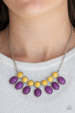 Paparazzi "Environmental Impact" Purple and Yellow Bead Silver Necklace & Earring Set Paparazzi Jewelry