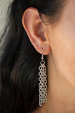 Paparazzi "Making an Impact" Orange Marble Finish Acrylic Silver Lanyard Necklace & Earring Set Paparazzi Jewelry