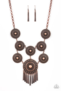 Paparazzi "Modern Medalist" Copper Necklace & Earring Set Paparazzi Jewelry