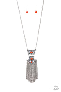 Paparazzi VINTAGE VAULT "Totem Tassel" Orange Necklace & Earring Set Paparazzi Jewelry