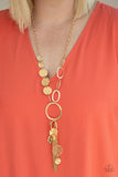 Paparazzi "Trinket Trend" Gold Necklace & Earring Set Paparazzi Jewelry