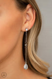 Paparazzi "When It REIGNS" White Rhinestone Double Sided SilverJacket Post Earrings Paparazzi Jewelry