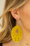 Paparazzi “Mandala Mambo” Yellow Wooden Mandala Design Earrings Paparazzi Jewelry