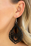 Paparazzi VINTAGE VAULT "If You WOOD Be So Kind" Black Earrings Paparazzi Jewelry