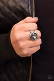 Paparazzi "More or SHAMELESS" 304 FASHION FIX Magnificent Musings January 2020 Silver Hammered Fitting Smoky Gem Ring Paparazzi Jewelry