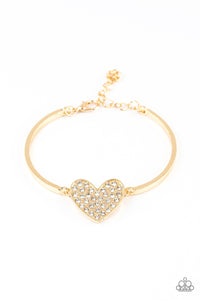 Paparazzi "Heart-Stopping Shimmer" Gold Bracelet Paparazzi Jewelry
