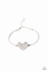 Paparazzi "Heart-Stopping Shimmer" White Bracelet Paparazzi Jewelry