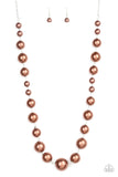 Paparazzi "Pearl Prodigy" Brown Pearl Silver Necklace & Earring Set Paparazzi Jewelry