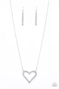 Paparazzi "Pull Some HEART-strings" White Necklace & Earring Set Paparazzi Jewelry
