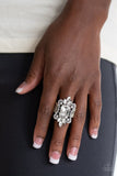 Paparazzi "Things That Go Boom!" EMPOWER ME PINK EXCLUSIVE White Rhinestone Silver Ring Paparazzi Jewelry