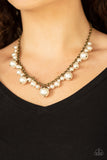 Paparazzi VINTAGE VAULT "Uptown Pearls" Brass Necklace & Earring Set Paparazzi Jewelry