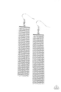 Paparazzi VINTAGE VAULT "Top-Down Shimmer" White Earrings Paparazzi Jewelry