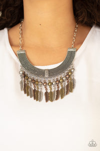 Paparazzi "Fierce in Feathers" Multi Necklace & Earring Set Paparazzi Jewelry