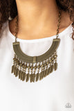 Paparazzi "Fierce in Feathers" Brass Necklace & Earring Set Paparazzi Jewelry