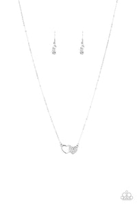 Paparazzi "Charming Couple" White Necklace & Earring Set Paparazzi Jewelry