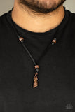 Paparazzi "Midnight Meteorite" Copper Bead Black Leather Cord Mens Necklace Paparazzi Jewelry