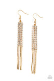 Paparazzi VINTAGE VAULT "Rhinestone Romance" Gold Earrings Paparazzi Jewelry