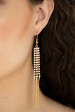 Paparazzi VINTAGE VAULT "Rhinestone Romance" Gold Earrings Paparazzi Jewelry