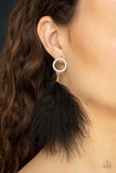 Paparazzi VINTAGE VAULT "Boa Down" Black Post Earrings Paparazzi Jewelry