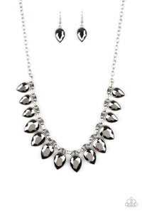 Paparazzi "FEARLESS Is More" Silver Necklace & Earring Set Paparazzi Jewelry