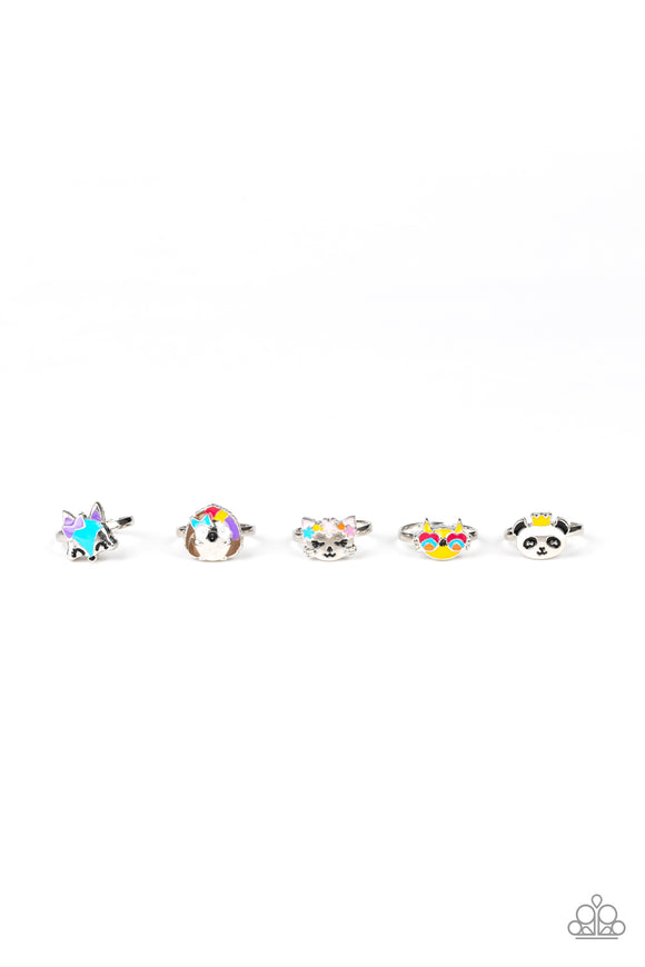 Girl's Starlet Shimmer Funky Animal Multi Color 5 for $5 234XX Panda Cat Fox Porcupine Silver Rings Paparazzi Jewelry