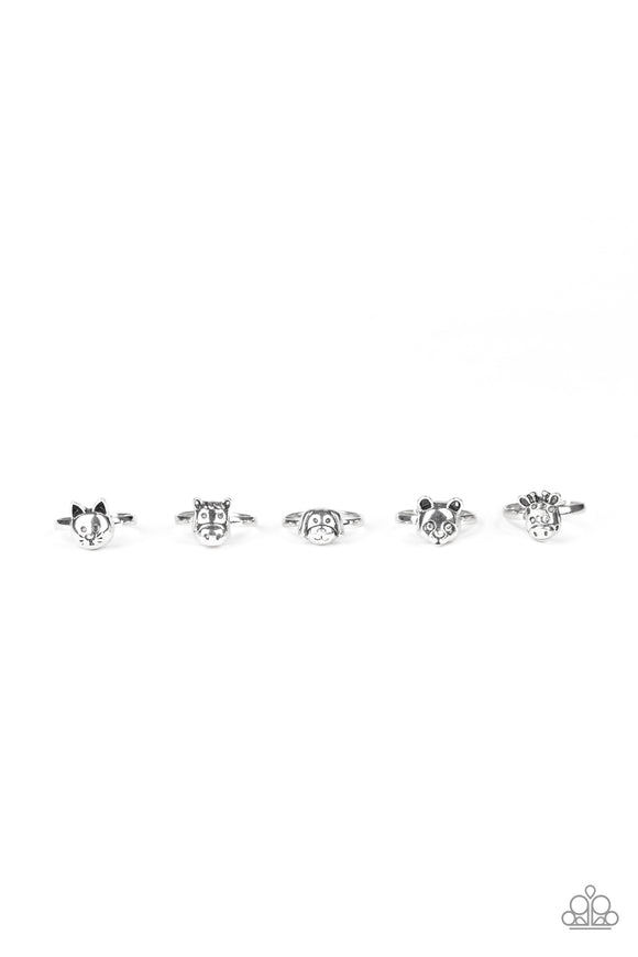 Girl's VINTAGE VAULT Starlet Shimmer Silver Animal 229XX 5 for 5 Rings Paparazzi Jewelry
