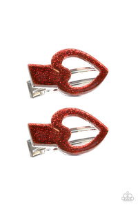 Paparazzi "Glitter-Hearted" Red Hair Clip Paparazzi Jewelry