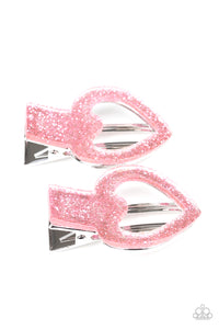 Paparazzi "Glitter-Hearted" Pink Hair Clip Paparazzi Jewelry