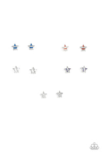 Girl's Starlet Shimmer 10 for $10 Multi Color Star Red White Blue 256XX Silver Post Earrings Paparazzi Jewelry