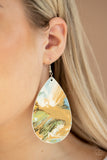 Paparazzi "Mesmerizing Mosaic" Multi 110XX Color Swirl Design Teardrop Leather Earrings Paparazzi Jewelry