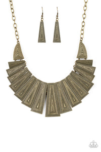 Paparazzi VINTAGE VAULT "Metro Mane" Brass Necklace & Earring Set Paparazzi Jewelry