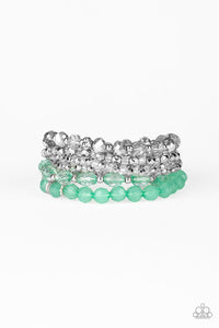 Paparazzi "Crystal Collage" Green and Silver Crystal Like Bead Bracelet Paparazzi Jewelry