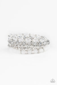 Paparazzi "Crystal Collage" White and Silver Crystal Like Bead Bracelet Paparazzi Jewelry