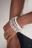 Paparazzi "Crystal Collage" White and Silver Crystal Like Bead Bracelet Paparazzi Jewelry