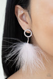 Paparazzi VINTAGE VAULT "Boa Down" White Post Earrings Paparazzi Jewelry