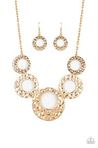 Paparazzi "Mildly Metro"Gold Hammered Disc Necklace & Earring Set Paparazzi Jewelry