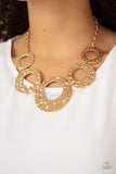 Paparazzi "Mildly Metro"Gold Hammered Disc Necklace & Earring Set Paparazzi Jewelry