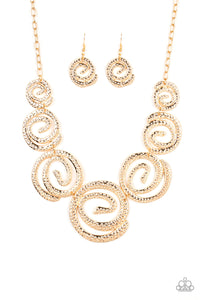 Paparazzi "Statement Swirl" Gold Necklace & Earring Set Paparazzi Jewelry