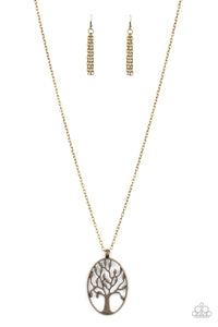 Paparazzi "Well-Rooted" Brass Necklace & Earring Set Paparazzi Jewelry