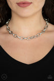 Paparazzi "Urban Uplink" Silver Choker Necklace & Earring Set Paparazzi Jewelry