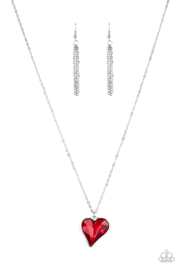 Paparazzi “Heart Flutter” Red Necklace & Earring Set Paparazzi Jewelry