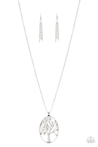 Paparazzi "Well-Rooted" Silver Necklace & Earring Set Paparazzi Jewelry