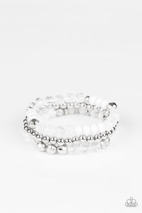 Paparazzi VINTAGE VAULT "Sugary Shimmer” White Bracelet Paparazzi Jewelry