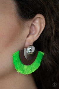 Paparazzi "Fan The FLAMBOYANCE" Green Post Earrings Paparazzi Jewelry