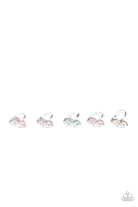 Girl's Starlet Shimmer 230XX Multi Blue Purple Pink White Rhinestone Unicorn Silver Set of 5 Rings Paparazzi Jewelry