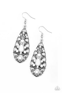 Paparazzi VINTAGE VAULT "Fantastically Fanciful" White Earrings Paparazzi Jewelry