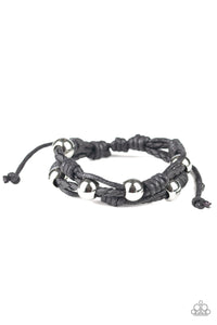 Paparazzi "Free Climb" Black Braided Twine Silver Bead Urban Bracelet Paparazzi Jewelry