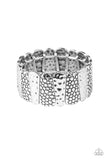 Paparazzi "Texture Takedown" Silver Textured Asymmetrical Frame Bracelet Paparazzi Jewelry