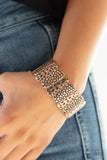 Paparazzi "Texture Takedown" Copper Textured Asymmetrical Frame Bracelet Paparazzi Jewelry