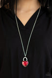 Paparazzi "Locked in Love" Red Necklace & Earring Set Paparazzi Jewelry